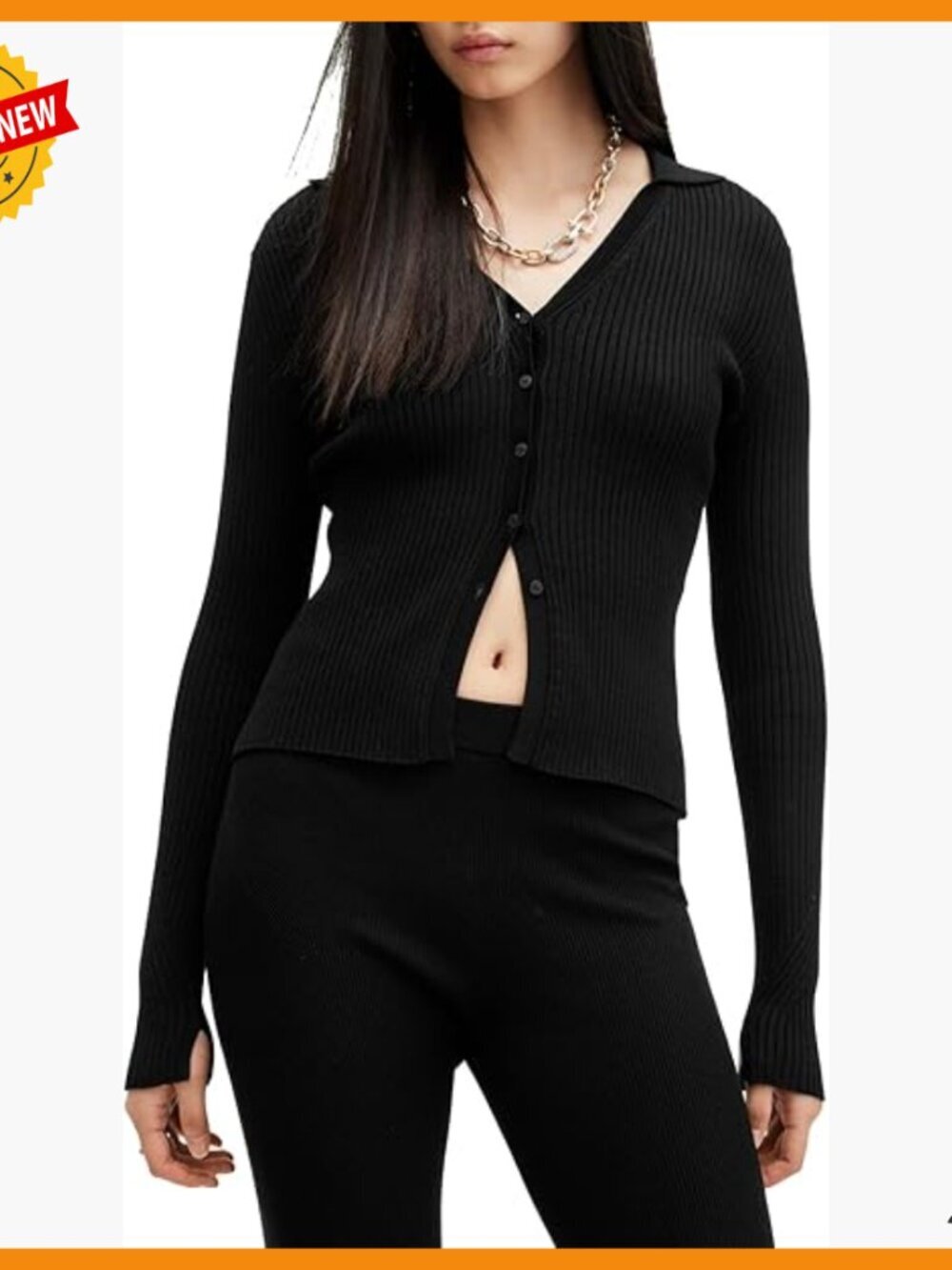 Lightweight V-Neck Cardigan with Buttons, Ribbed Stitch